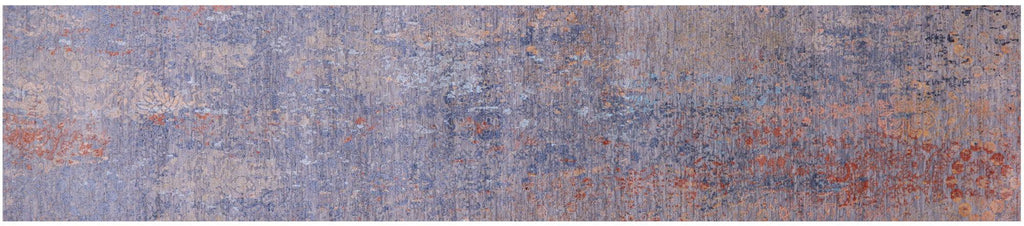 Grey Runner Modern Wool & Silk Handmade Rug - Manhattan Rugs