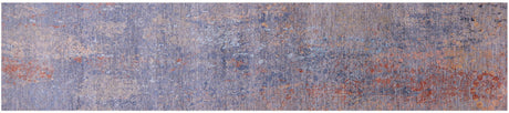 Grey Runner Modern Wool & Silk Handmade Rug - Manhattan Rugs