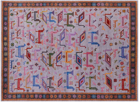 Grey Tribal Persian Gabbeh Handmade Wool Rug - Manhattan Rugs