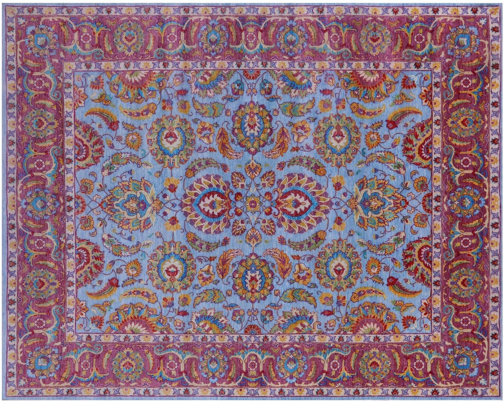 Blue Hand-Knotted Persian Tabriz Wool Rug - Manhattan Rugs