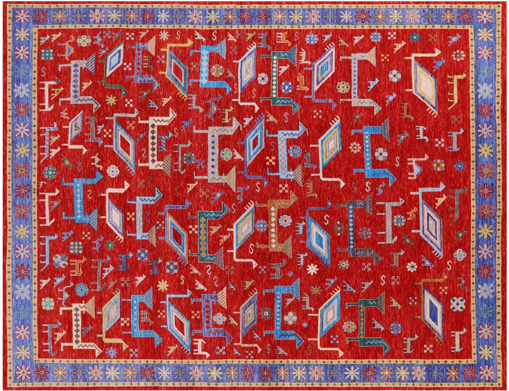 Red Persian Gabbeh Tribal Handmade Wool Rug - Manhattan Rugs