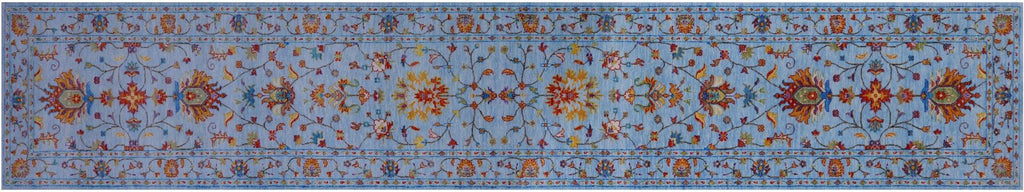 Blue Runner Persian Tabriz Hand-Knotted Wool Rug - Manhattan Rugs