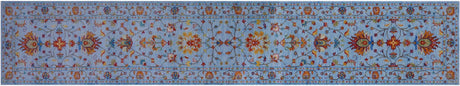 Blue Runner Persian Tabriz Hand-Knotted Wool Rug - Manhattan Rugs