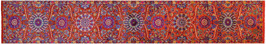 Orange Runner Hand Knotted Persian Tabriz Wool & Silk Rug - Manhattan Rugs