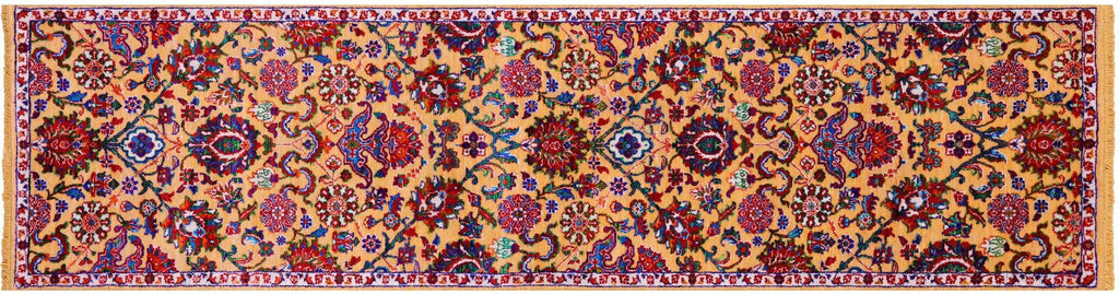 Orange Runner Persian Tabriz Hand Knotted Wool & Silk Rug - Manhattan Rugs