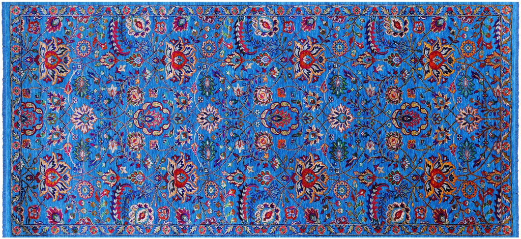 Blue Persian Tabriz Wool & Silk Hand-Knotted Rug - Manhattan Rugs