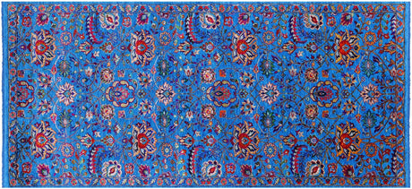 Blue Persian Tabriz Wool & Silk Hand-Knotted Rug - Manhattan Rugs