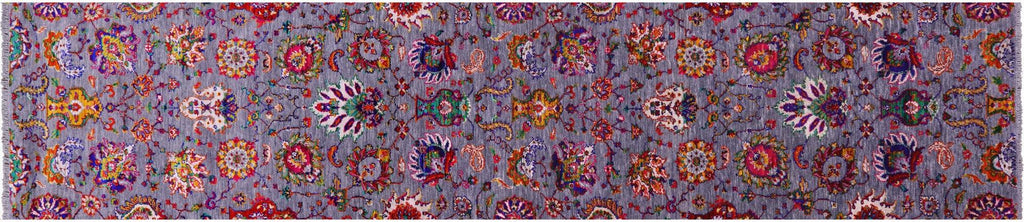 Grey Runner Persian Tabriz Handmade Wool & Silk Rug - Manhattan Rugs