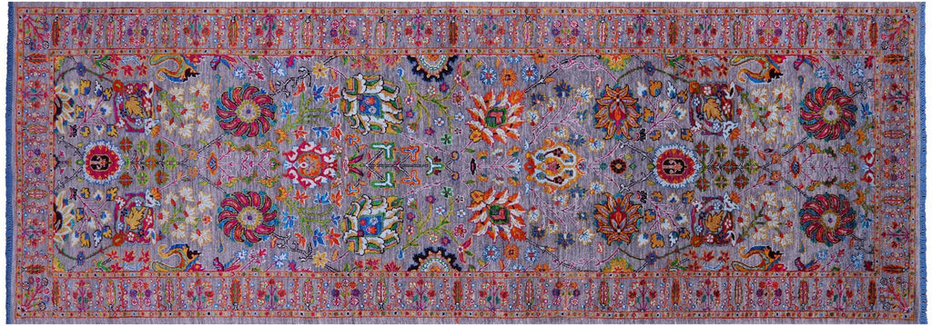 Grey Persian Tabriz Handmade Wool & Silk Runner Rug - Manhattan Rugs