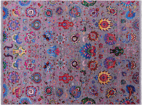 Grey Wool & Silk Persian Tabriz Hand Knotted Rug - Manhattan Rugs