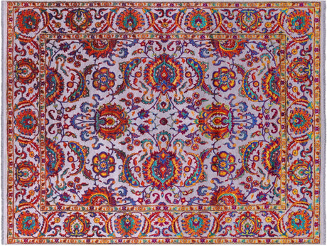 Grey Handmade Wool & Silk Persian Tabriz Rug - Manhattan Rugs