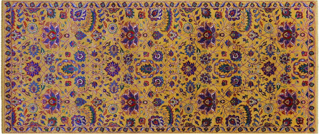 Gold Handmade Persian Tabriz Wool & Silk Rug - Manhattan Rugs