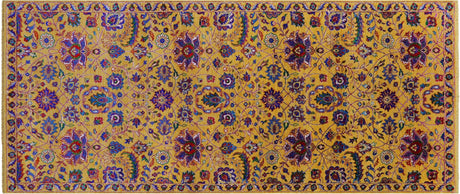 Gold Handmade Persian Tabriz Wool & Silk Rug - Manhattan Rugs
