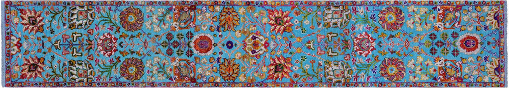 Blue Runner Persian Tabriz Handmade Wool & Silk Rug - Manhattan Rugs