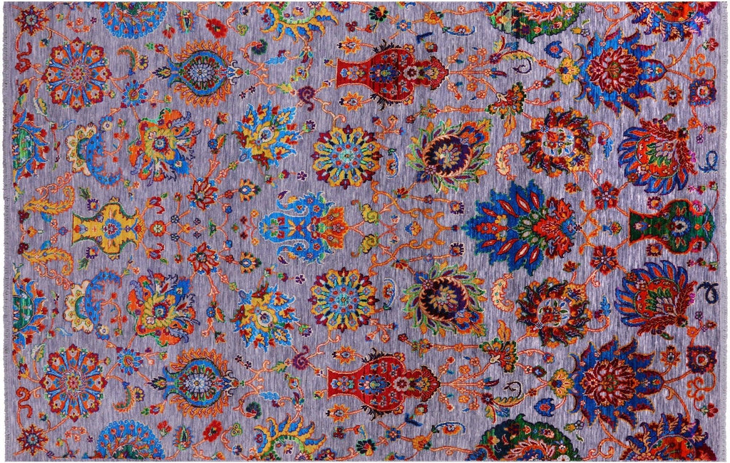 Grey Wool & Silk Persian Tabriz Handmade Rug - Manhattan Rugs