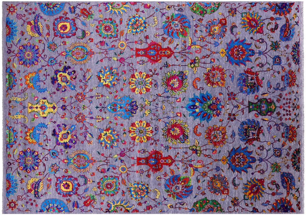 Grey Wool & Silk Persian Tabriz Handmade Rug - Manhattan Rugs