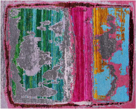 Modern Abstract Hand-Knotted Wool & Silk Rug - Manhattan Rugs