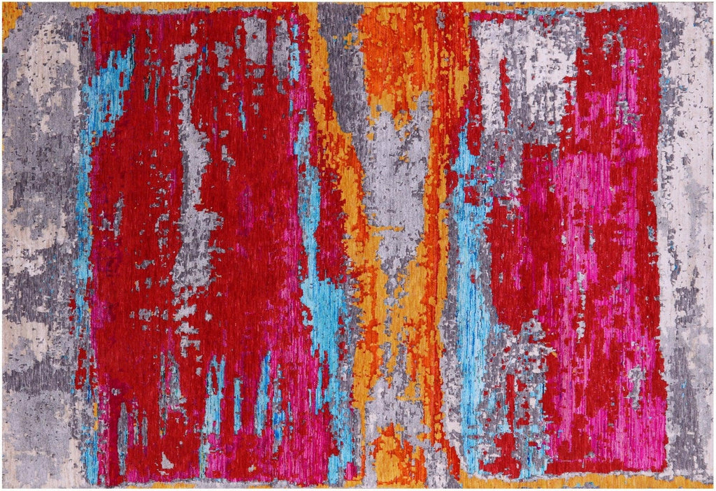 Wool & Silk Modern Abstract Hand Knotted Rug - Manhattan Rugs