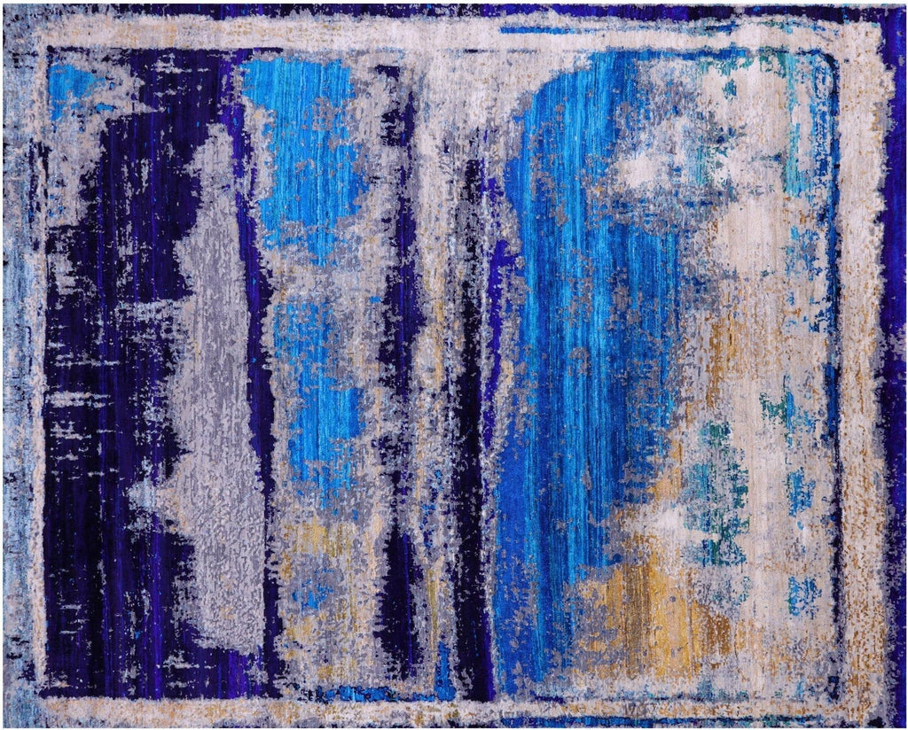 Hand-Knotted Modern Abstract Wool & Silk Rug - Manhattan Rugs