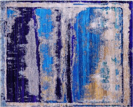 Hand-Knotted Modern Abstract Wool & Silk Rug - Manhattan Rugs