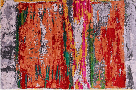 Modern Abstract Handmade Wool & Silk Rug - Manhattan Rugs