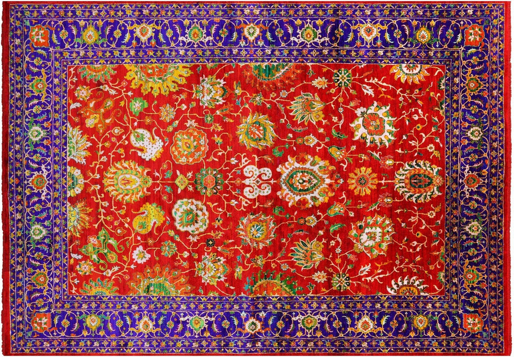 Red 100% Silk Persian Tabriz Hand Knotted Rug - Manhattan Rugs