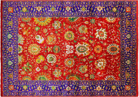 Red 100% Silk Persian Tabriz Hand Knotted Rug - Manhattan Rugs