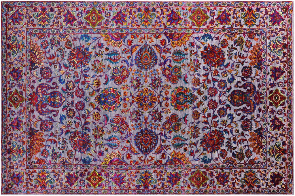 Grey Handmade Wool & Silk Persian Tabriz Rug - Manhattan Rugs