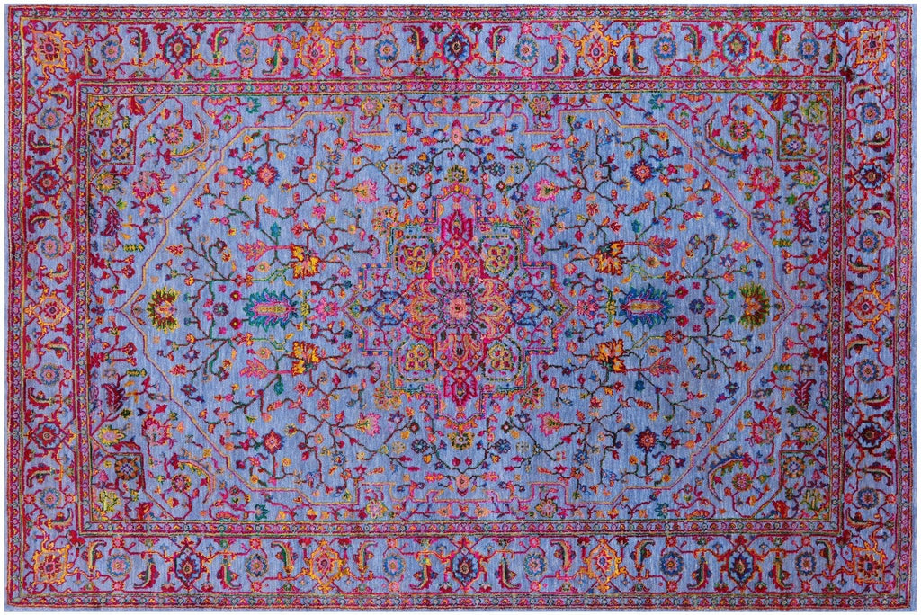 Blue Persian Heriz Serapi Wool & Silk Hand Knotted Rug - Manhattan Rugs