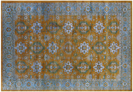 Gold Persian Heriz Serapi Handmade Wool & Silk Rug - Manhattan Rugs