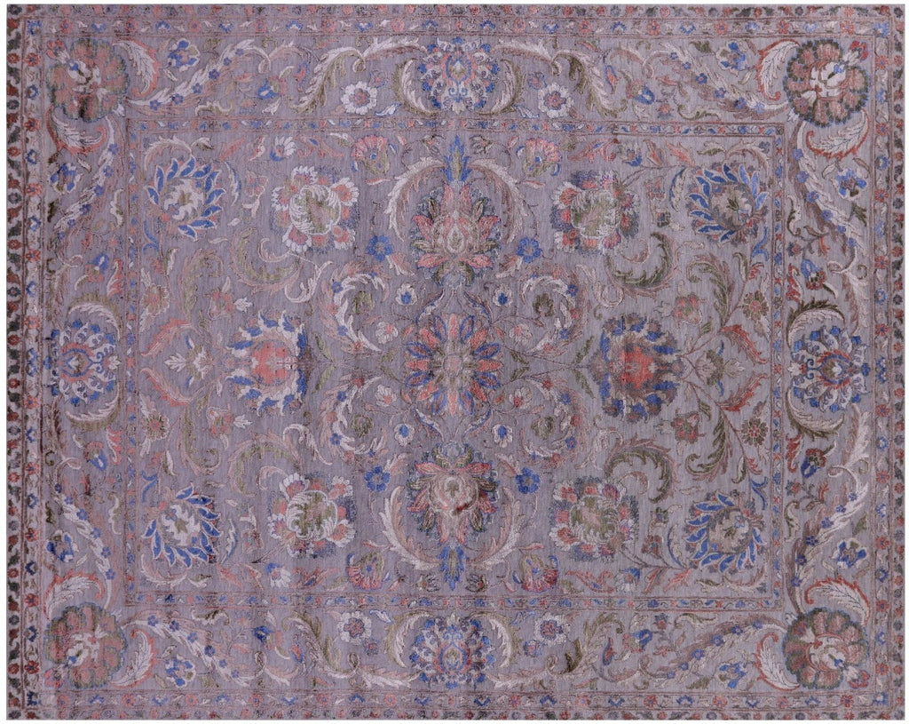 Grey Handmade Wool & Silk Persian Tabriz Rug - Manhattan Rugs