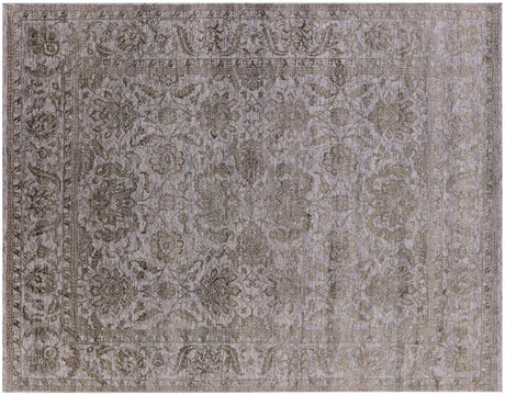 Grey/Green Persian Tabriz Wool & Silk Handmade Rug - Manhattan Rugs