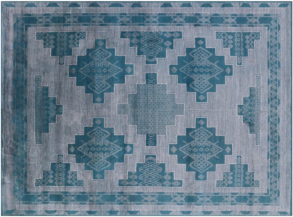 Blue Southwest Navajo Handmade Wool Rug - Manhattan Rugs