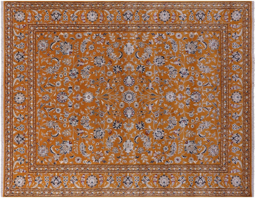 Orange Persian Nain Wool & Silk Handmade Rug - Manhattan Rugs