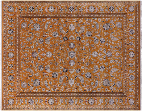 Orange Persian Nain Wool & Silk Handmade Rug - Manhattan Rugs