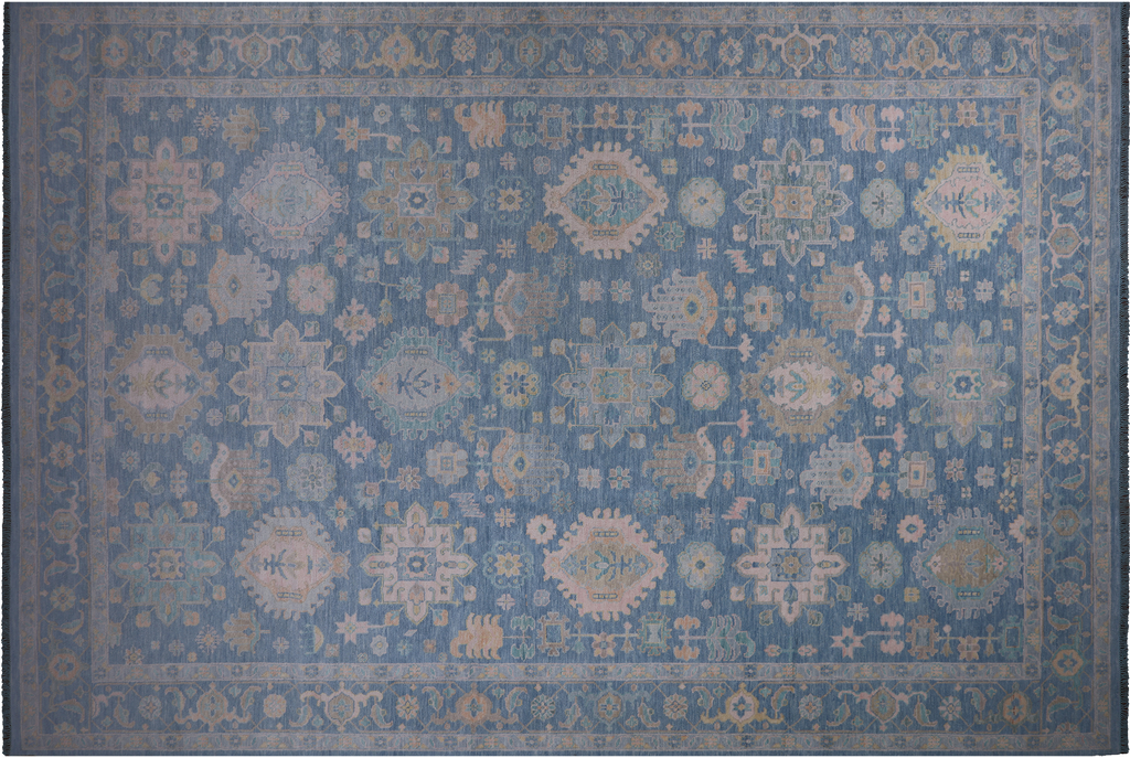 Blue 12' 2" X 18' 0" Handmade Persian Heriz Serapi Wool Rug - Q22635