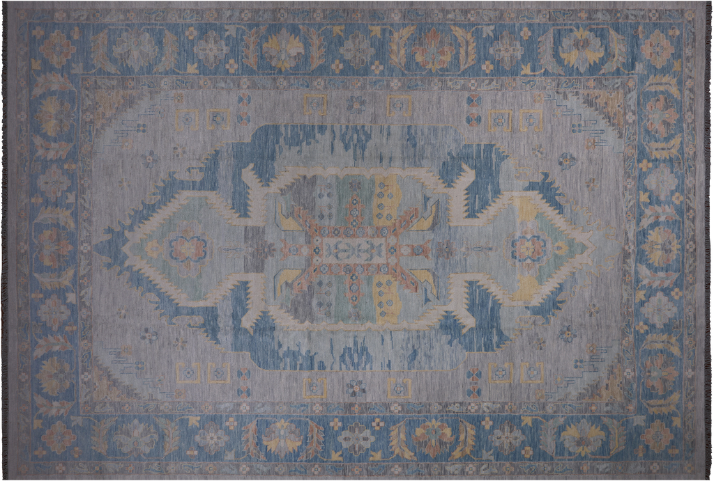 Blue Handmade Persian Heriz Serapi Wool Rug 12' 2" X 17' 11" - Q22637