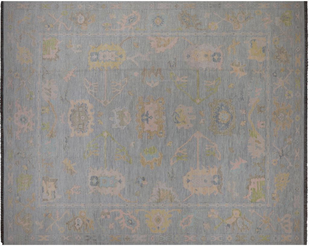 SUPER SALE Silver 12' 1" X 15' 0" Turkish Angora Oushak Handmade Wool Rug - Q22652
