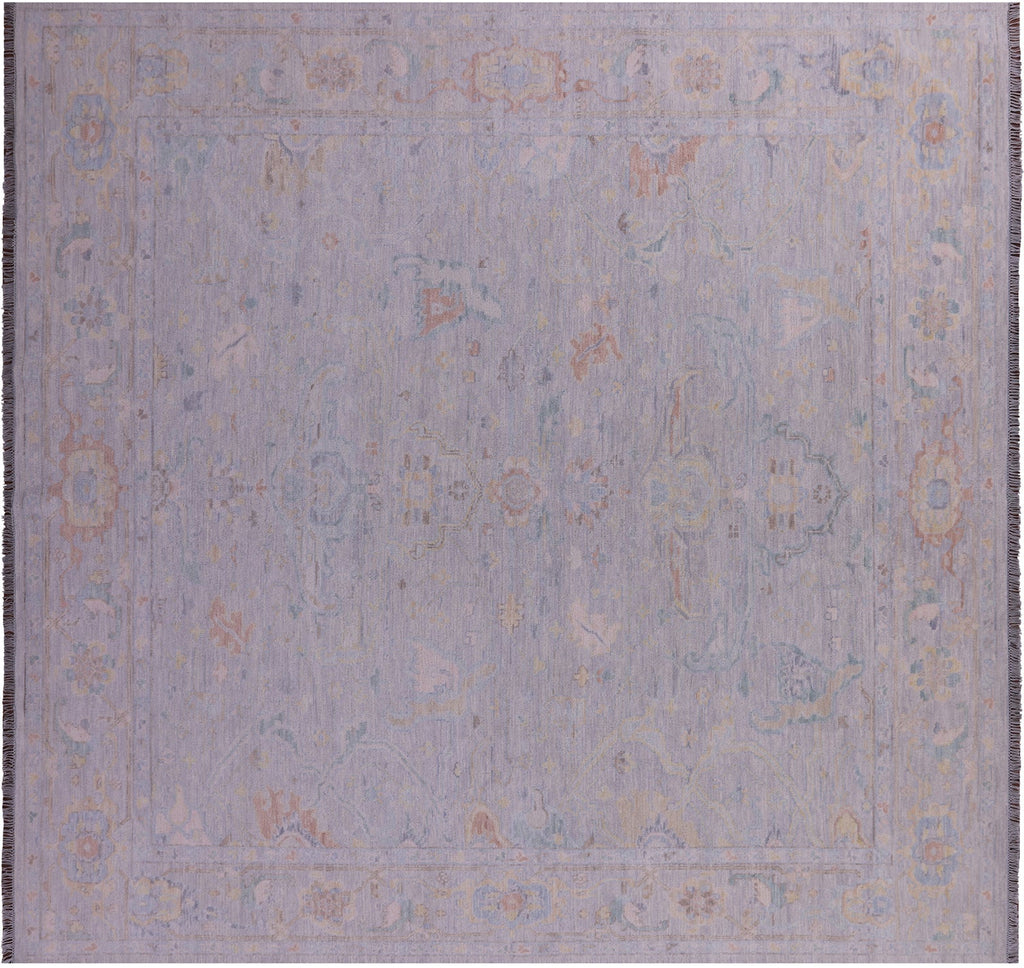 Silver Square Turkish Angora Oushak Handmade Wool Rug - Manhattan Rugs