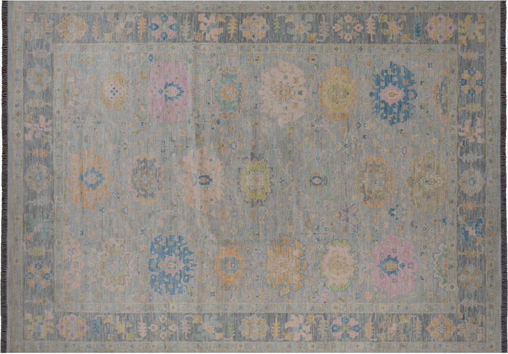 SUPER SALE Silver Turkish Angora Oushak Hand Knotted Rug 9' 11" X 13' 10" - Q22657