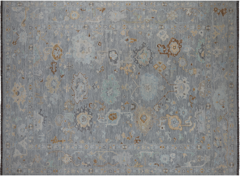 SUPER SALE Silver 10' 3" X 13' 9" Turkish Angora Oushak Hand-Knotted Rug - Q22661