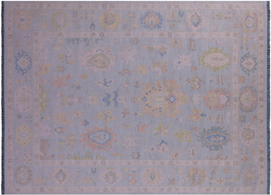 Blue Turkish Angora Oushak Handmade Rug - Manhattan Rugs