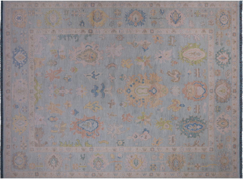 SUPER SALE Blue 10' 2" X 13' 10" Turkish Angora Oushak Handmade Rug - Q22672