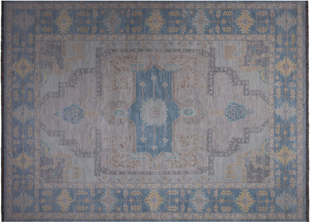 Grey Persian Heriz Serapi Hand Knotted Wool Rug 10' 1" X 14' 0" - Q22674