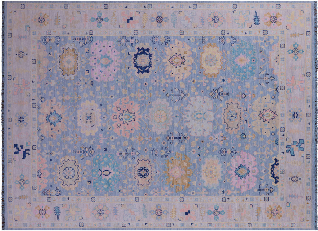 Blue Handmade Turkish Angora Oushak Rug - Manhattan Rugs