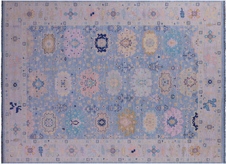 Blue Handmade Turkish Angora Oushak Rug - Manhattan Rugs