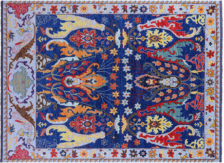 Blue Turkish Angora Oushak Handmade Wool Rug - Manhattan Rugs