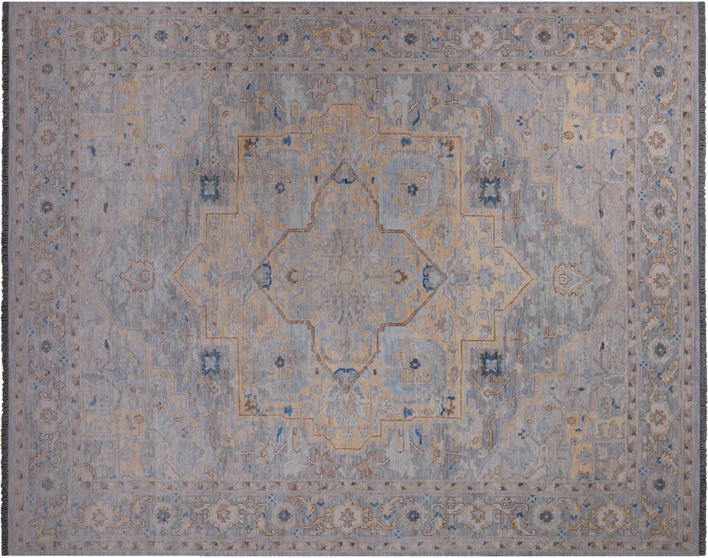 Silver Persian Heriz Serapi Hand Knotted Wool Rug 11' 11" X 14' 10" - Q22681