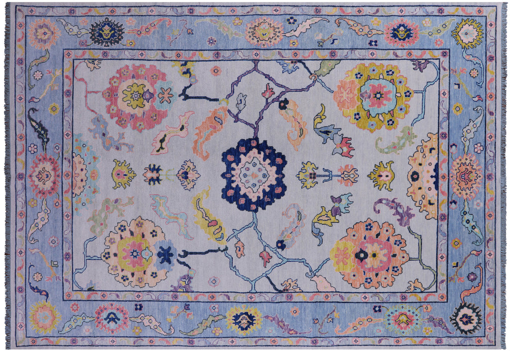 Grey Hand-Knotted Turkish Angora Oushak Rug - Manhattan Rugs