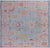 Blue Square Turkish Angora Oushak Handmade Wool Rug - Manhattan Rugs